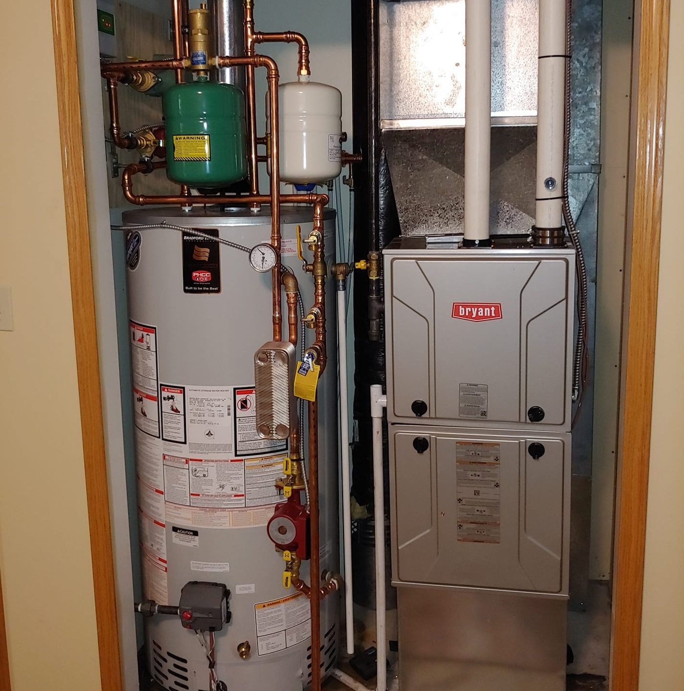 Furnace, water heater and copper piping installed by B.W. Bouwman